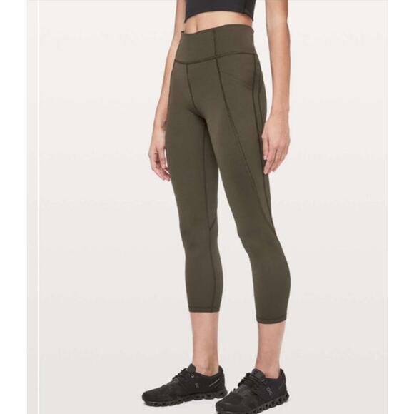 Lululemon Time To Sweat Crop *23" Dark Olive Size 8 - Picture 1 of 12